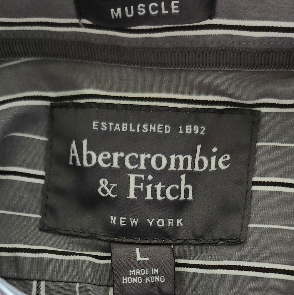Abercrombie & Fitch Mens Charcoal Striped Cotton Shirt